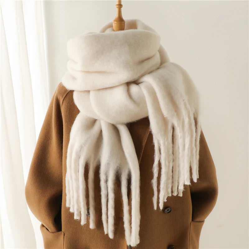 Winter Scarf for Women – Cashmere Warm Solid Pashmina Blanket Wrap, Thick Soft Long Shawl with Tassels, Big Poncho Echarpe Bufanda