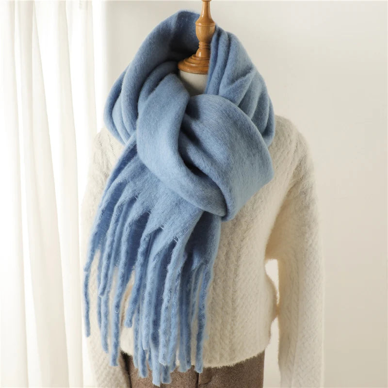 Winter Scarf for Women – Cashmere Warm Solid Pashmina Blanket Wrap, Thick Soft Long Shawl with Tassels, Big Poncho Echarpe Bufanda