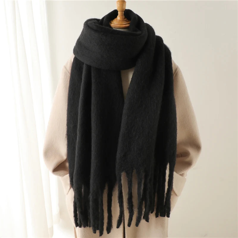 Winter Scarf for Women – Cashmere Warm Solid Pashmina Blanket Wrap, Thick Soft Long Shawl with Tassels, Big Poncho Echarpe Bufanda