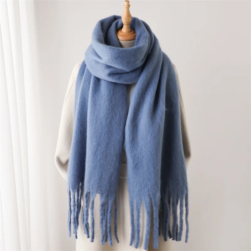 Winter Scarf for Women – Cashmere Warm Solid Pashmina Blanket Wrap, Thick Soft Long Shawl with Tassels, Big Poncho Echarpe Bufanda
