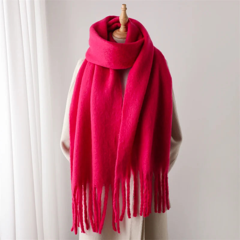 Winter Scarf for Women – Cashmere Warm Solid Pashmina Blanket Wrap, Thick Soft Long Shawl with Tassels, Big Poncho Echarpe Bufanda