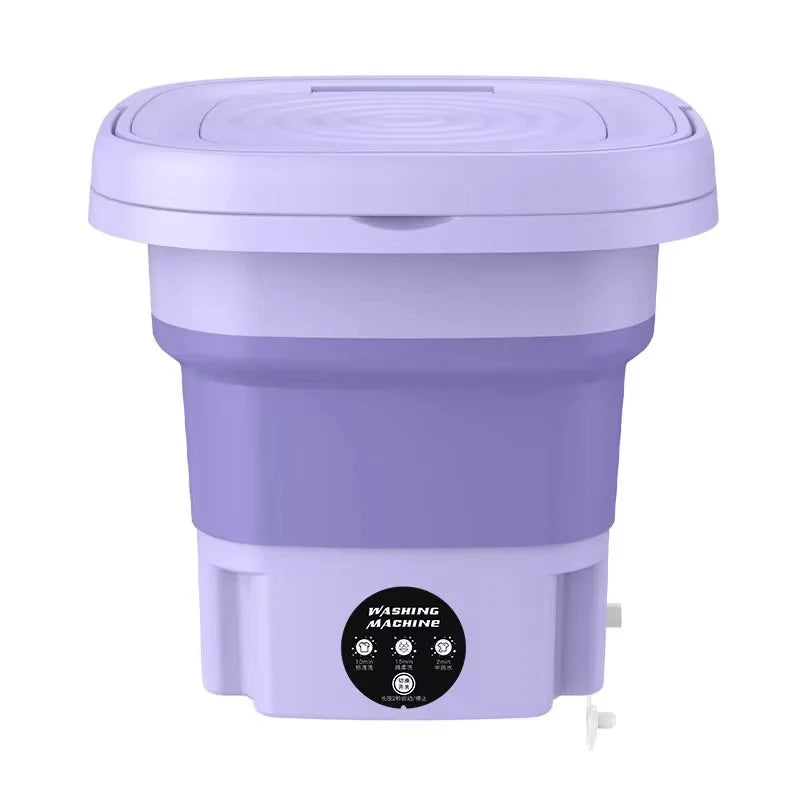 8L Portable Foldable Mini Washing Machine with Spin Dryer – Compact Washer for Socks, Underwear & Travel Use