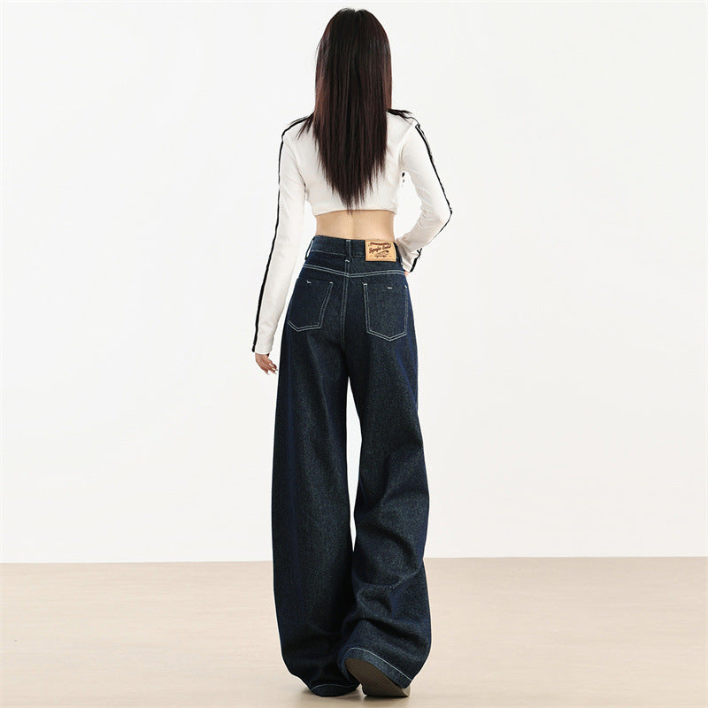 Trendy American wide leg jeans for women - Collumn
