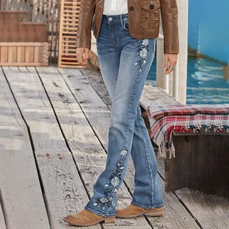 Embroidered slim fit bootcut jeans - Collumn
