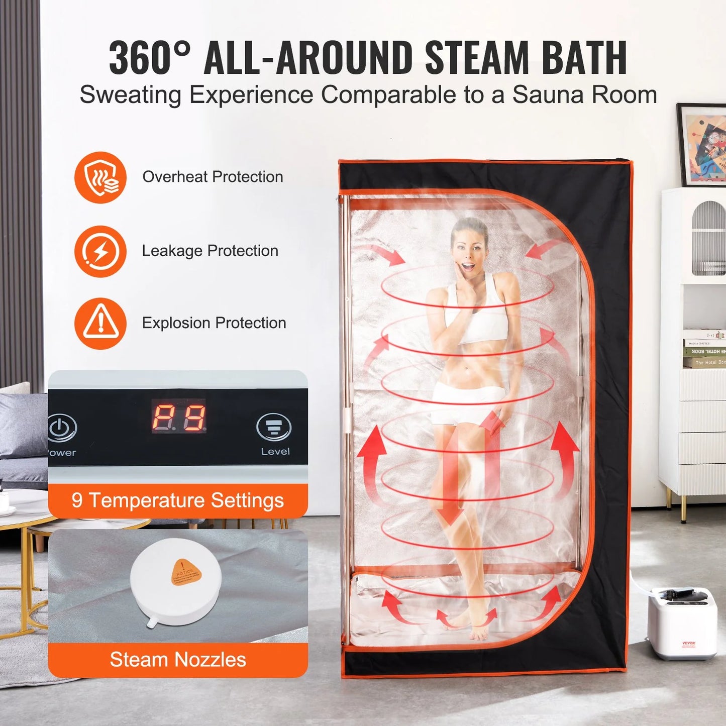 VEVOR Portable Steam Sauna Tent – 1000W Personal Sauna Blanket with Remote & Floor Mat for Home Detox & Relaxation