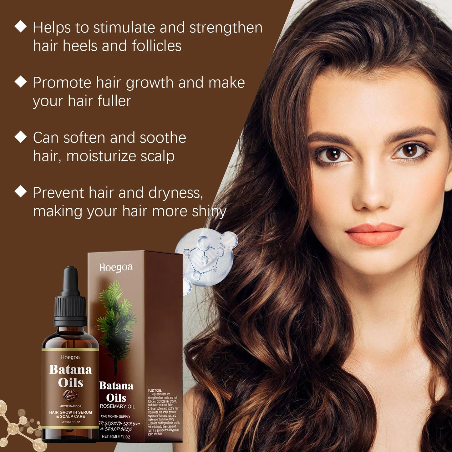 Hair Growth Oil with Batana & Rosemary – Nourishing Hair Care Treatment for Split Ends, Hair Loss, Moisture & Shine