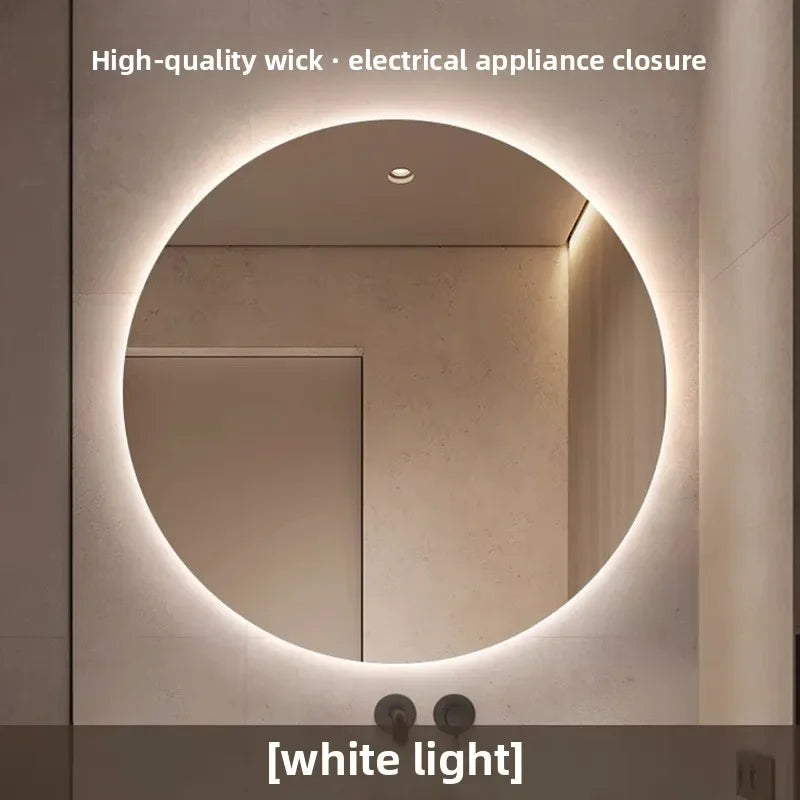 "LED Round Smart Mirror – Touch Screen, Anti-Fog, Wall-Mounted"