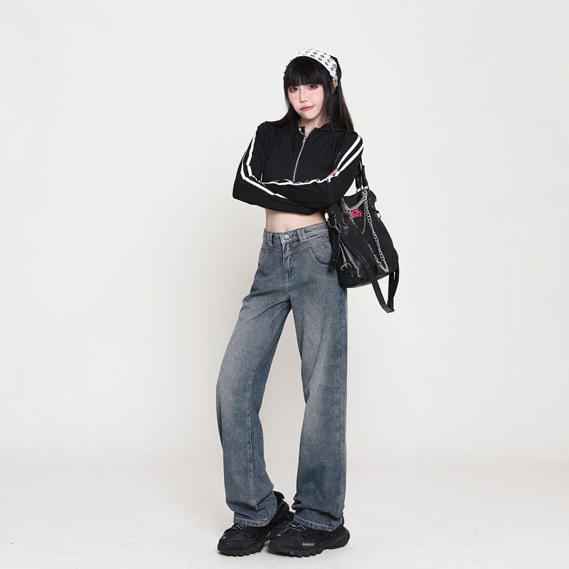 Vintage-inspired high waist wide leg jeans for women - Collumn