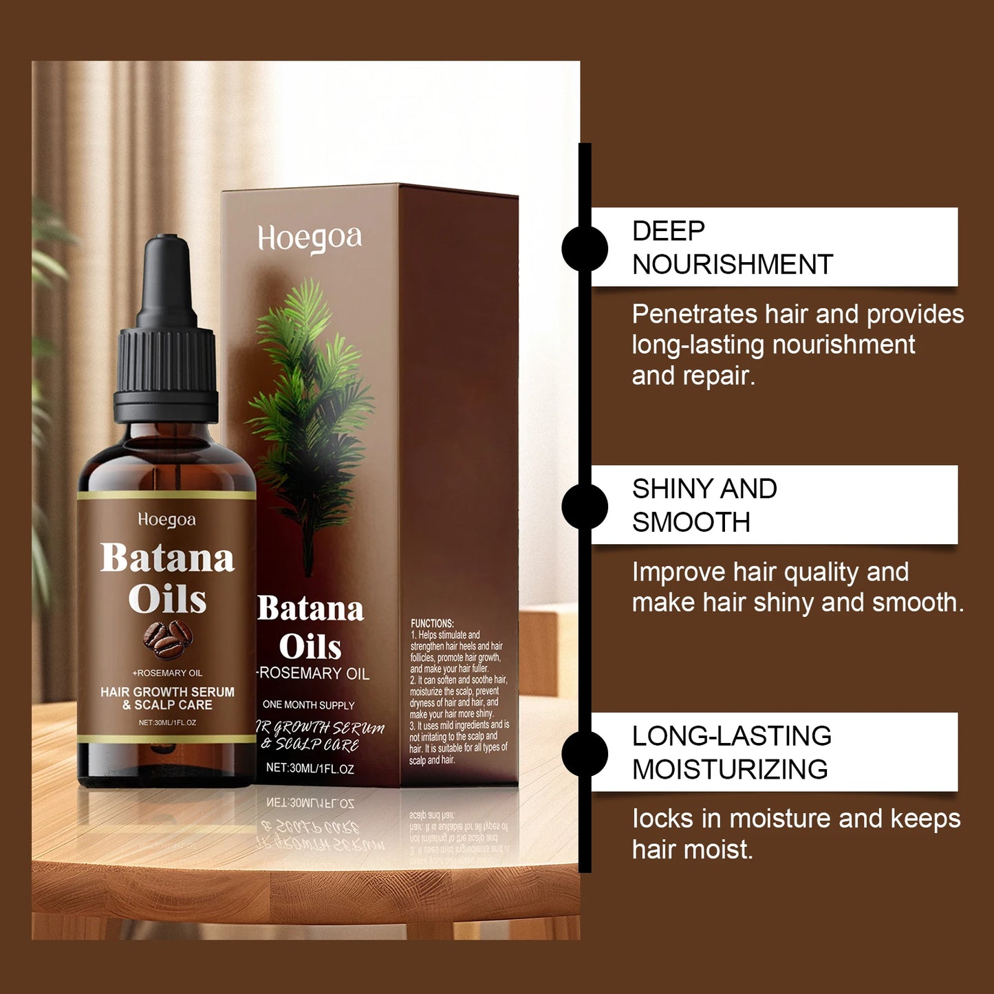 Hair Growth Oil with Batana & Rosemary – Nourishing Hair Care Treatment for Split Ends, Hair Loss, Moisture & Shine