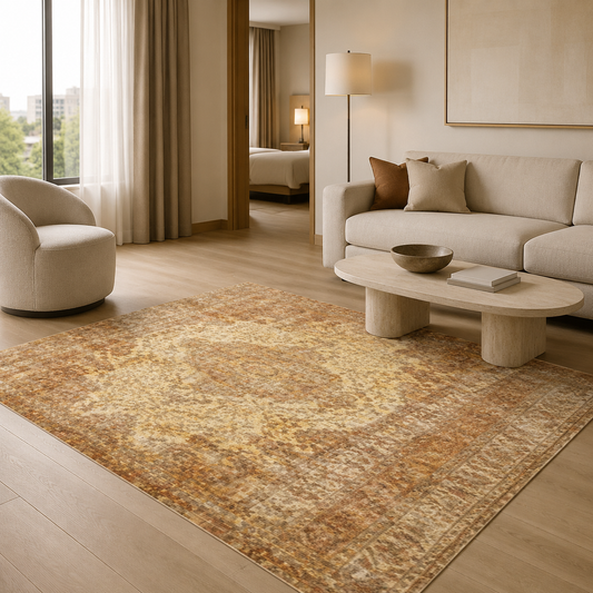 Wholesale classic rug in a contemporary UK hotel suite living area