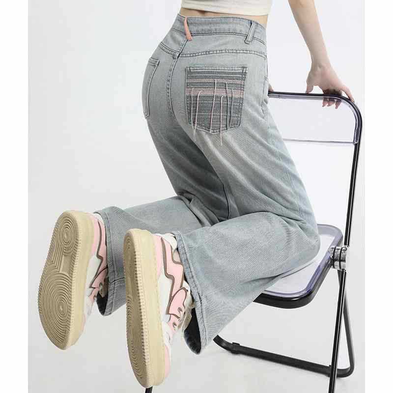Light blue high waist wide leg jeans for women - Collumn