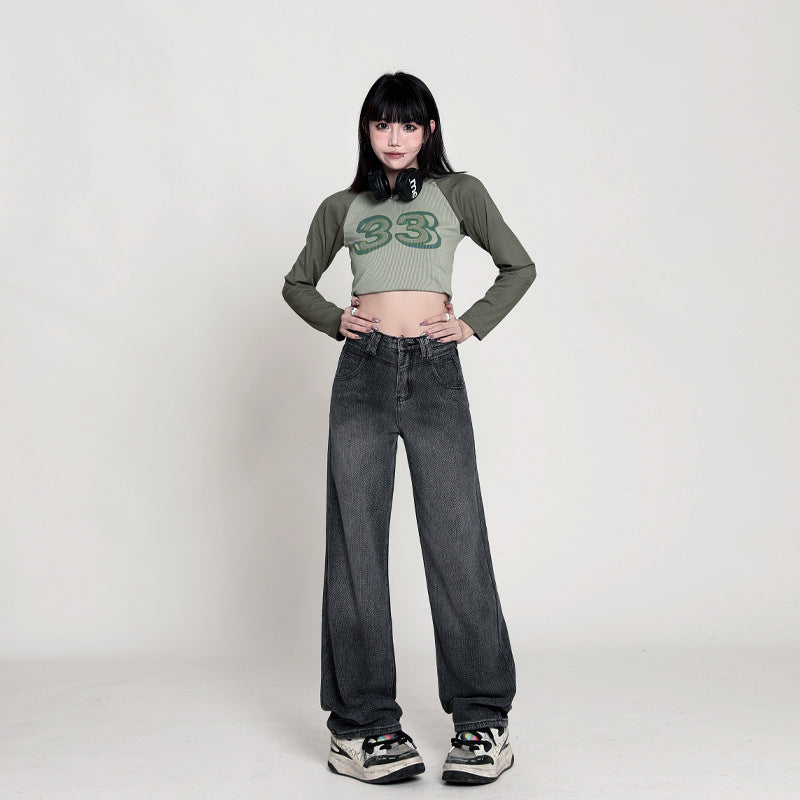 Vintage-inspired high waist wide leg jeans for women