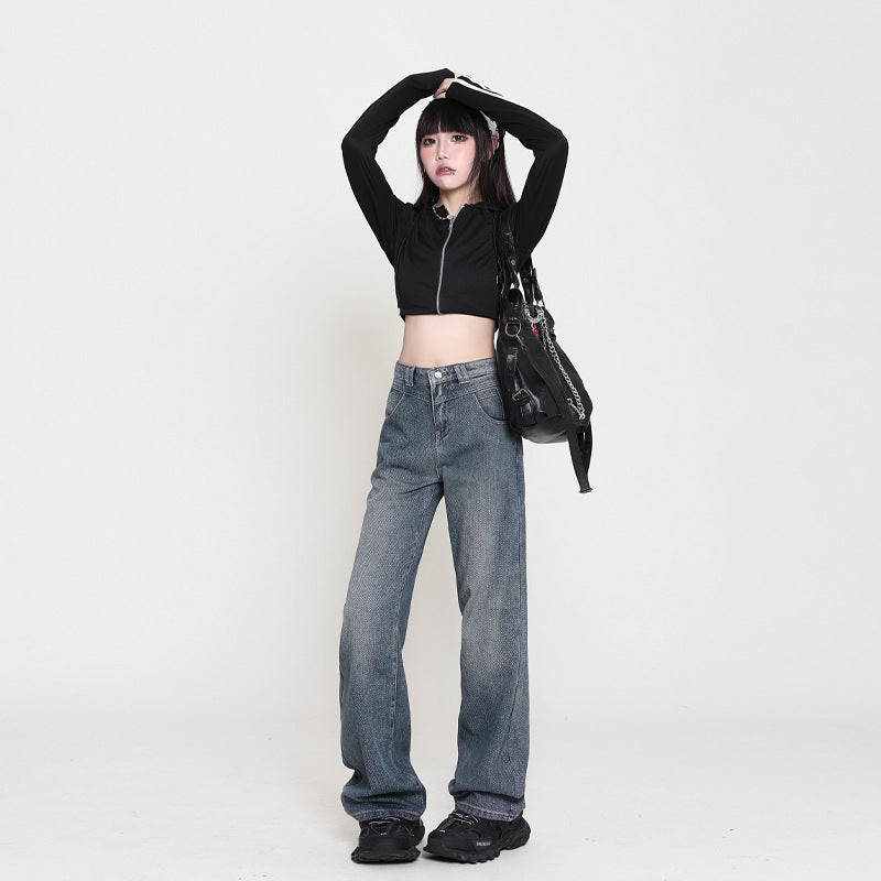 Vintage-inspired high waist wide leg jeans for women