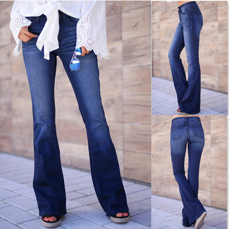 Mid-rise bootcut jeans for women