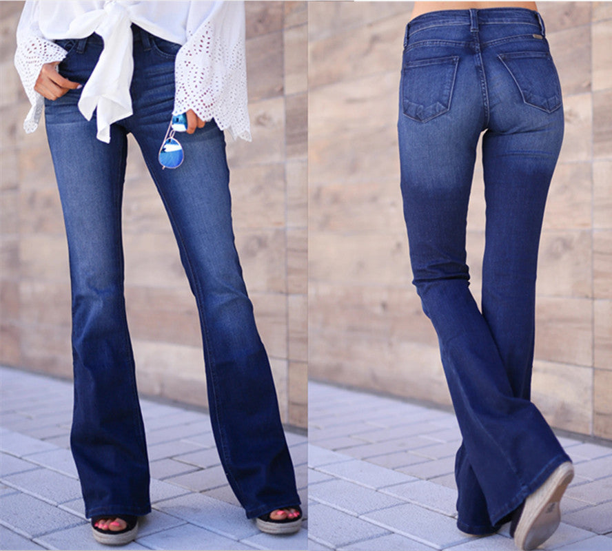 Mid-rise bootcut jeans for women