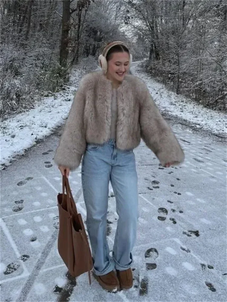 Fashion Fluffy Faux Fur Coat for Women – Winter Elegant Long Sleeve Luxury Jacket | Thick High Street Outerwear