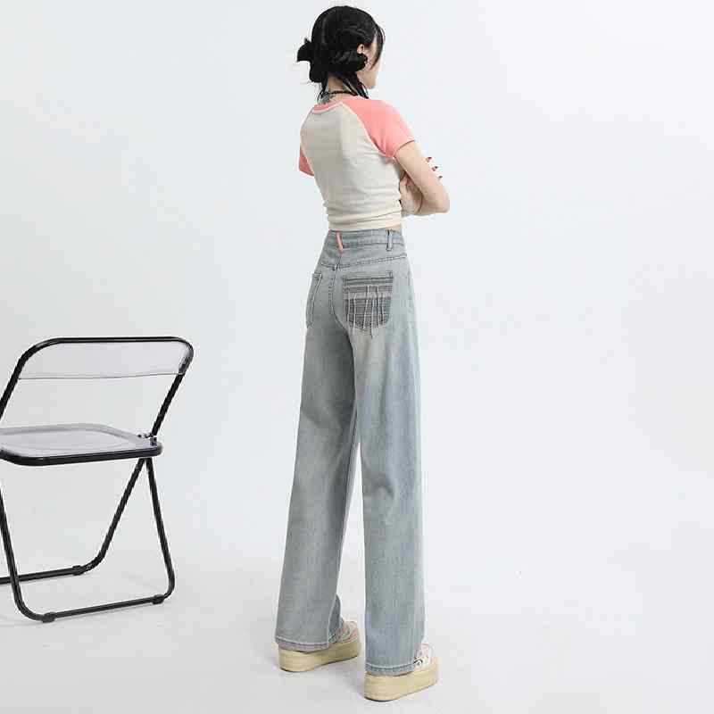 Light blue high waist wide leg jeans for women - Collumn