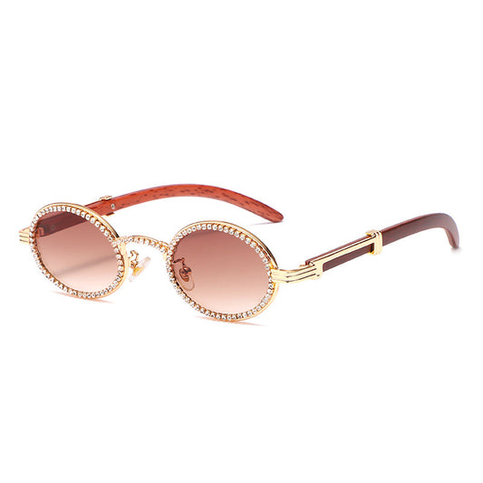 Handmade Wood Sunglasses with Diamond Rhinestones – Unique and Stylish Eyewear