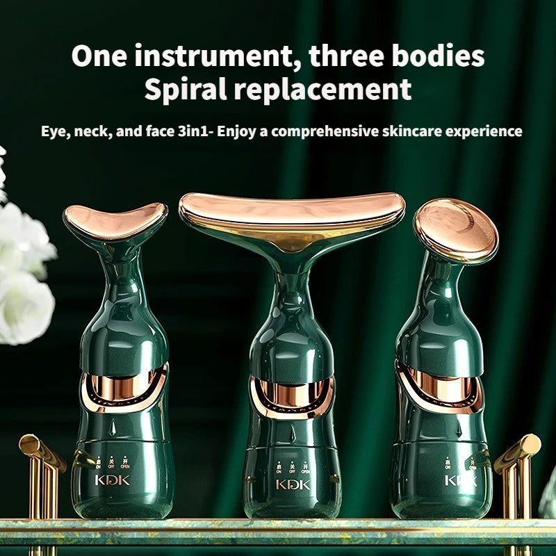3-in-1 Microcurrent Face, Neck & Eye Massager – Anti-Aging Skin Rejuvenation Beauty Tool