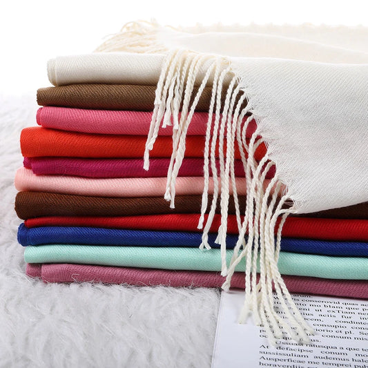 Women’s Cashmere Scarf – Winter Warm Pashmina Shawl Wrap with Tassels, Unisex Solid Foulard for Men & Women 2025/26