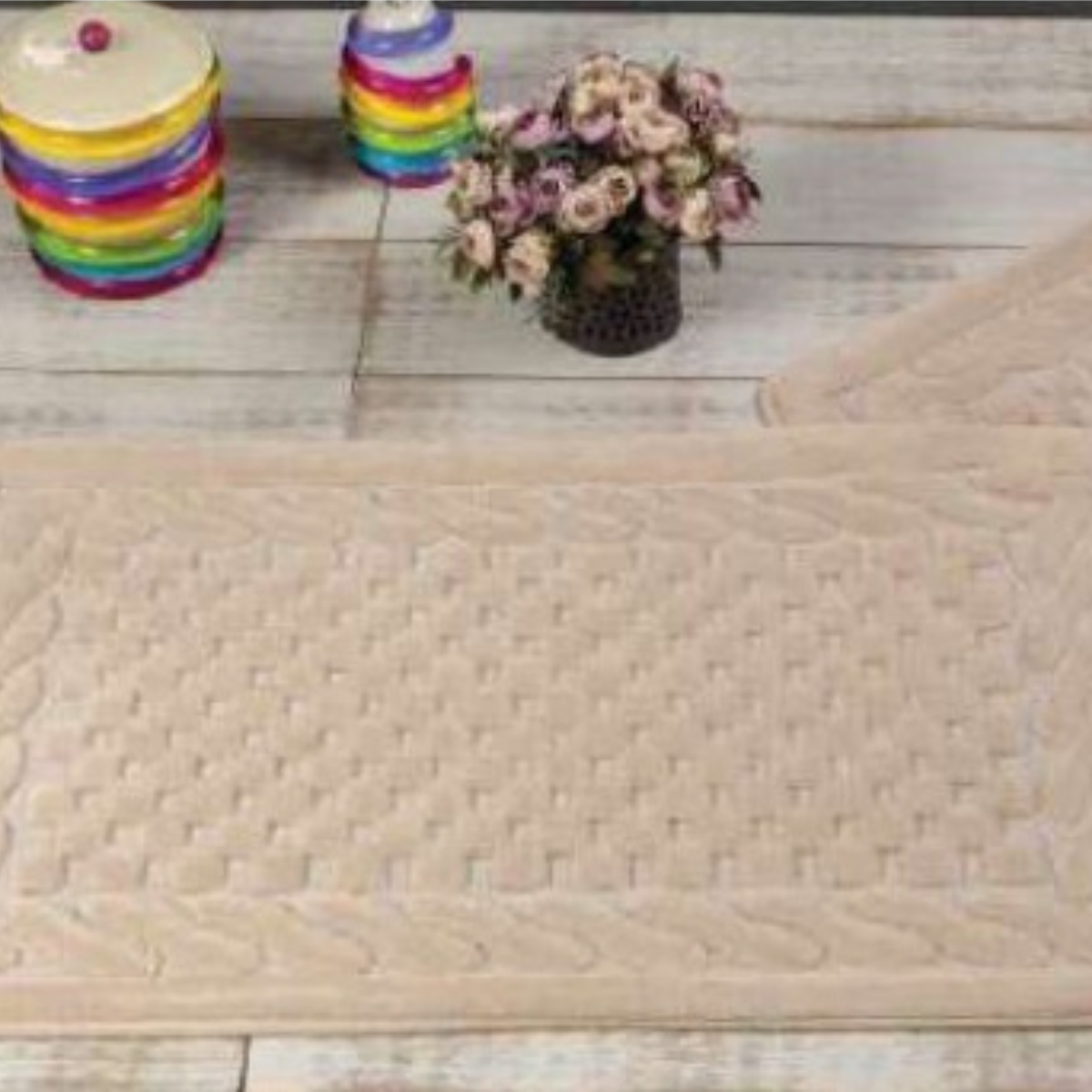 Wholesale two-piece cotton jacquard bath mat set model J-016