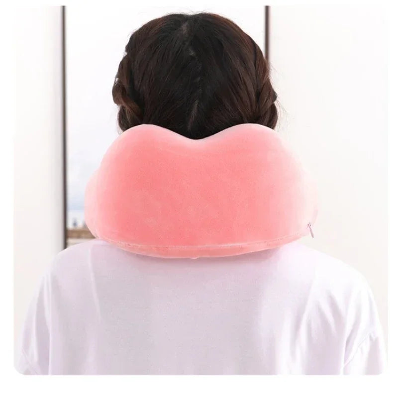 memory foam travel pillow with ergonomic neck support