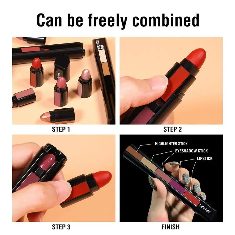 Matte Lipstick 5-in-1 Lipstick Set Waterproof Long Lasting - Collumn