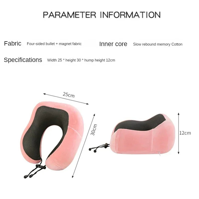 memory foam travel pillow used on airplane seat