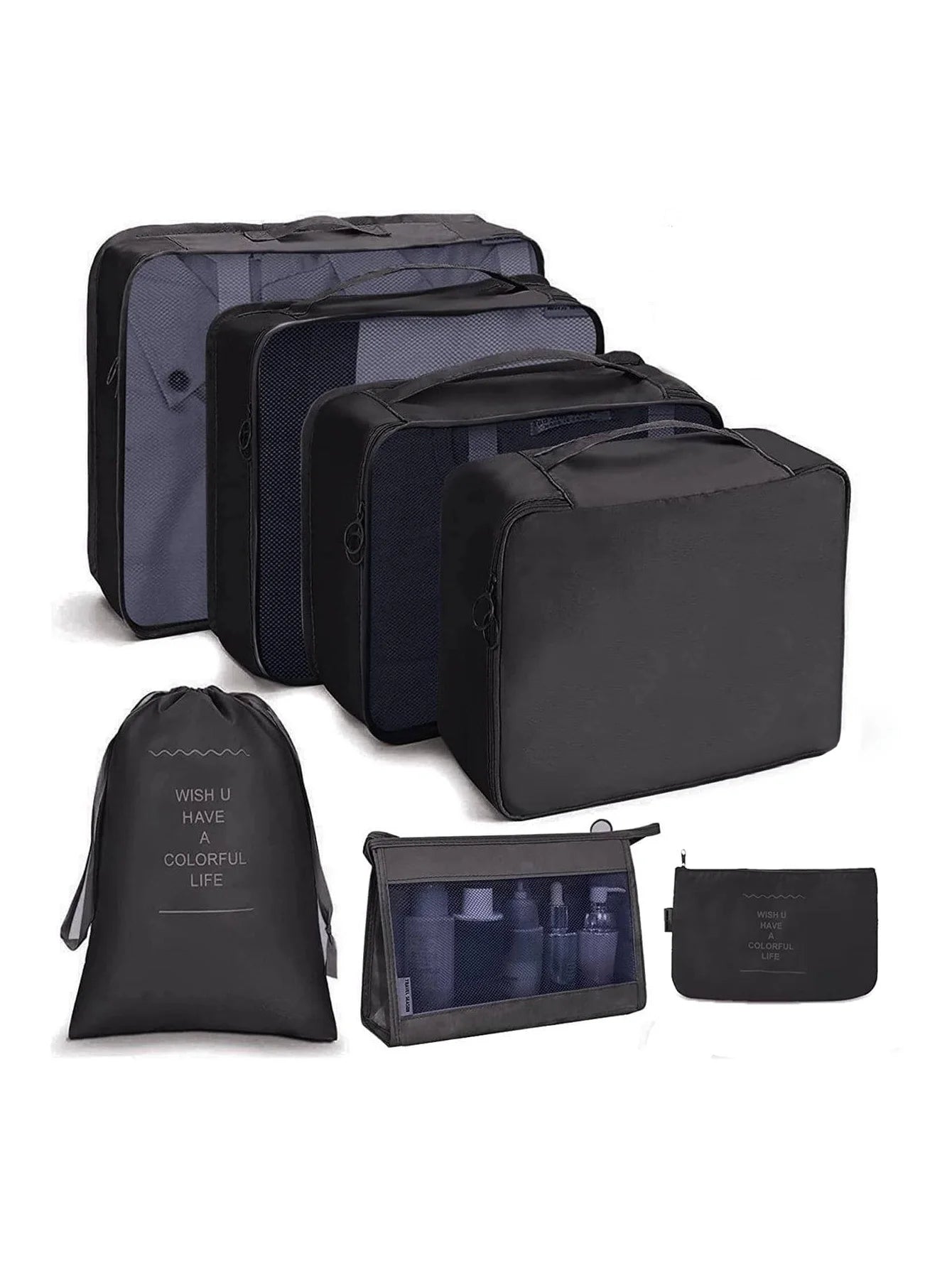 travel packing cubes set used for organised travel and suitcase storage
