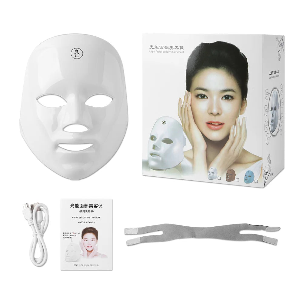 LED facial light mask beauty treatment device with USB charging