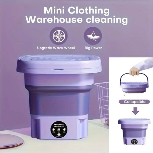 8L Portable Foldable Mini Washing Machine with Spin Dryer – Compact Washer for Socks, Underwear & Travel Use