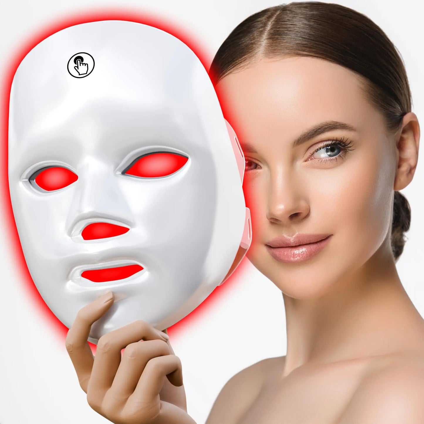 LED facial light mask with 7 color therapy modes displayed
