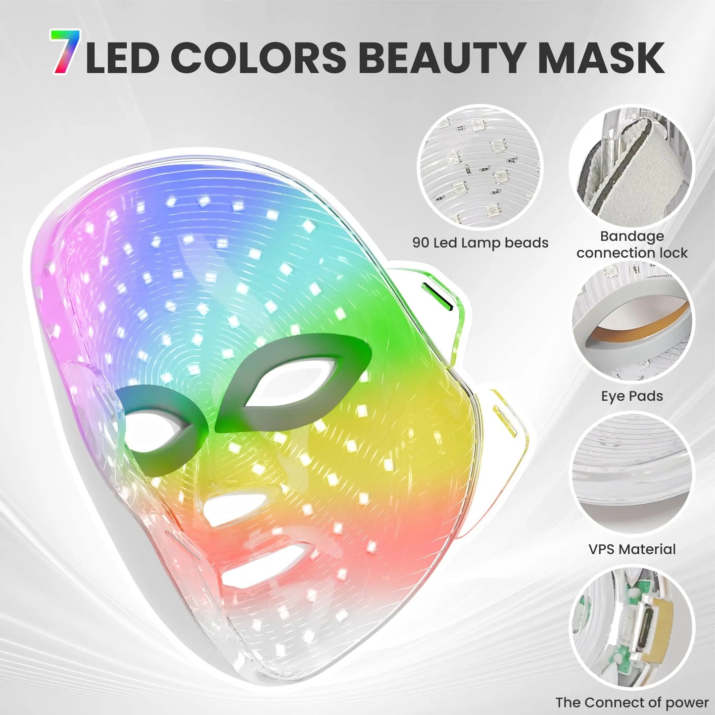 LED facial light mask used for home skin rejuvenation treatment