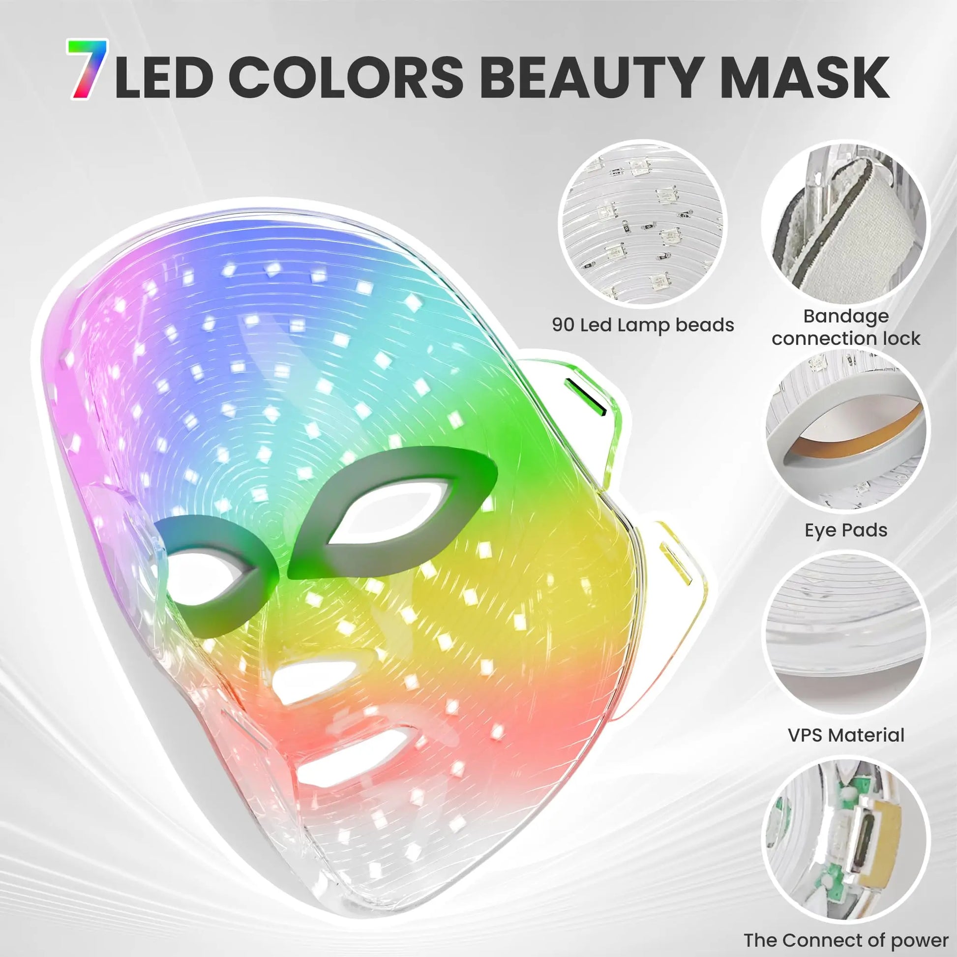 LED facial light mask used for home skin rejuvenation treatment