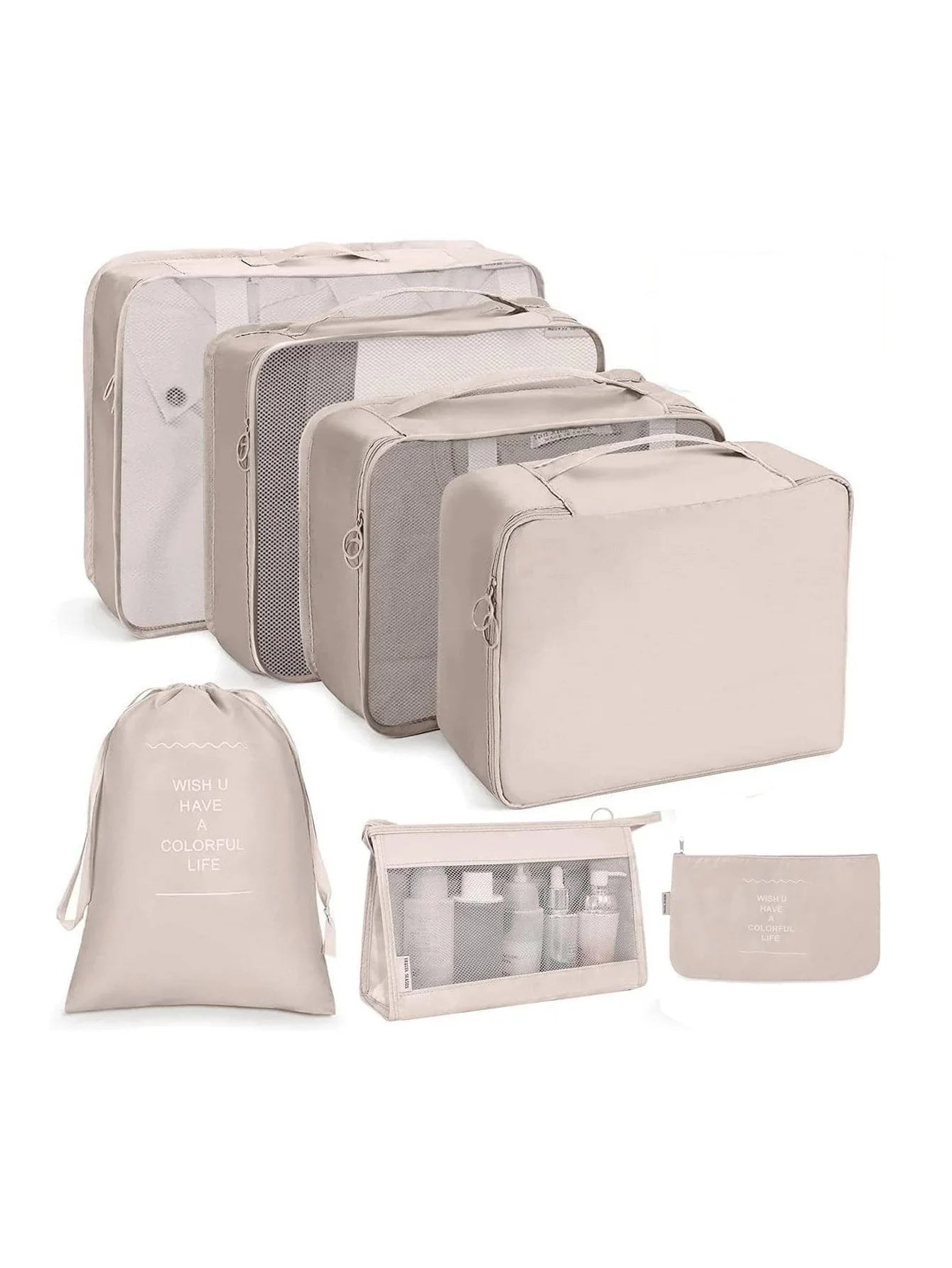 travel packing cubes set made from lightweight polyester material
