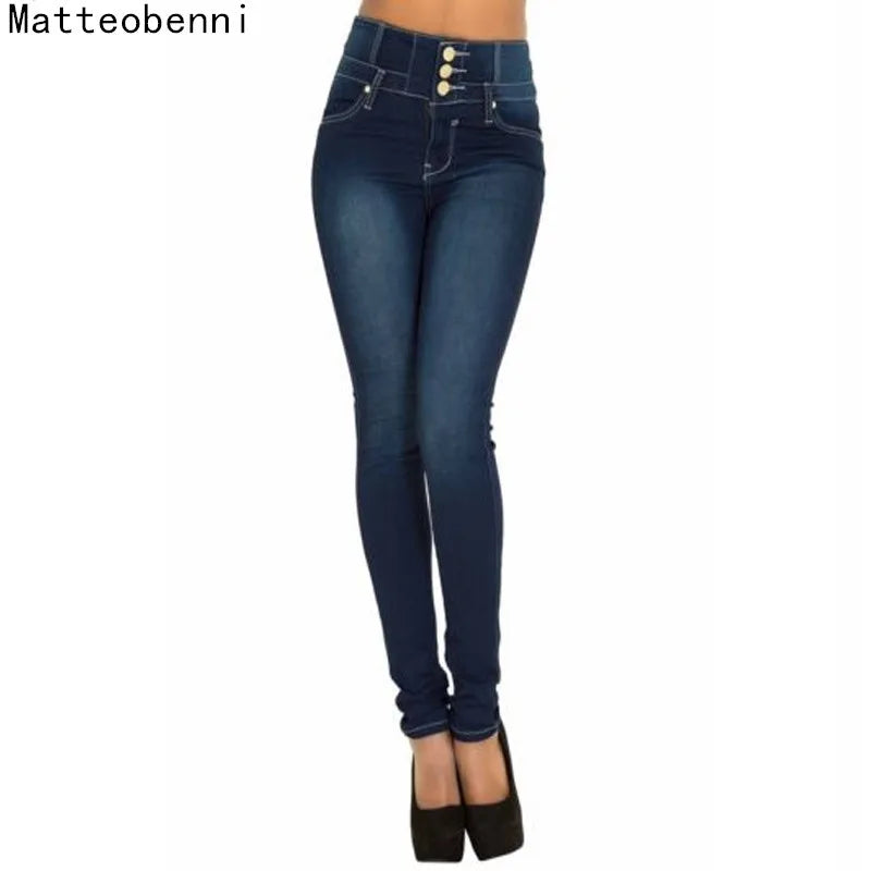 Women’s High-Waist Push-Up Skinny Jeans – Vintage Stretch Slim-Fit Pencil Denim Pants