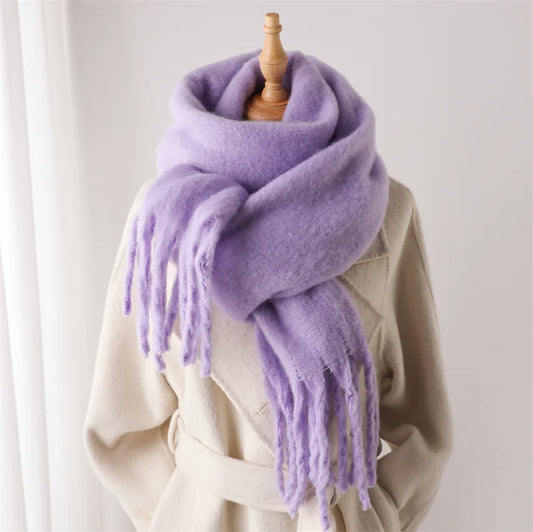 Winter Scarf for Women – Cashmere Warm Solid Pashmina Blanket Wrap, Thick Soft Long Shawl with Tassels, Big Poncho Echarpe Bufanda