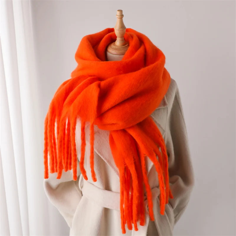 Winter Scarf for Women – Cashmere Warm Solid Pashmina Blanket Wrap, Thick Soft Long Shawl with Tassels, Big Poncho Echarpe Bufanda
