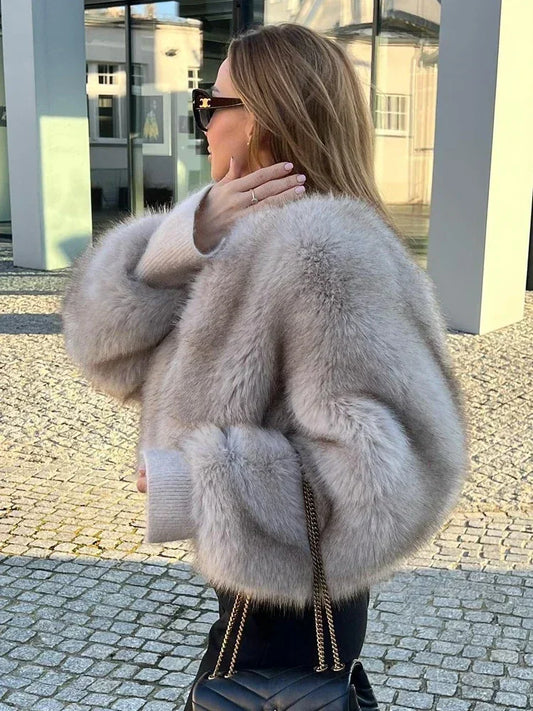 Fashion Fluffy Faux Fur Coat for Women – Winter Elegant Long Sleeve Luxury Jacket | Thick High Street Outerwear