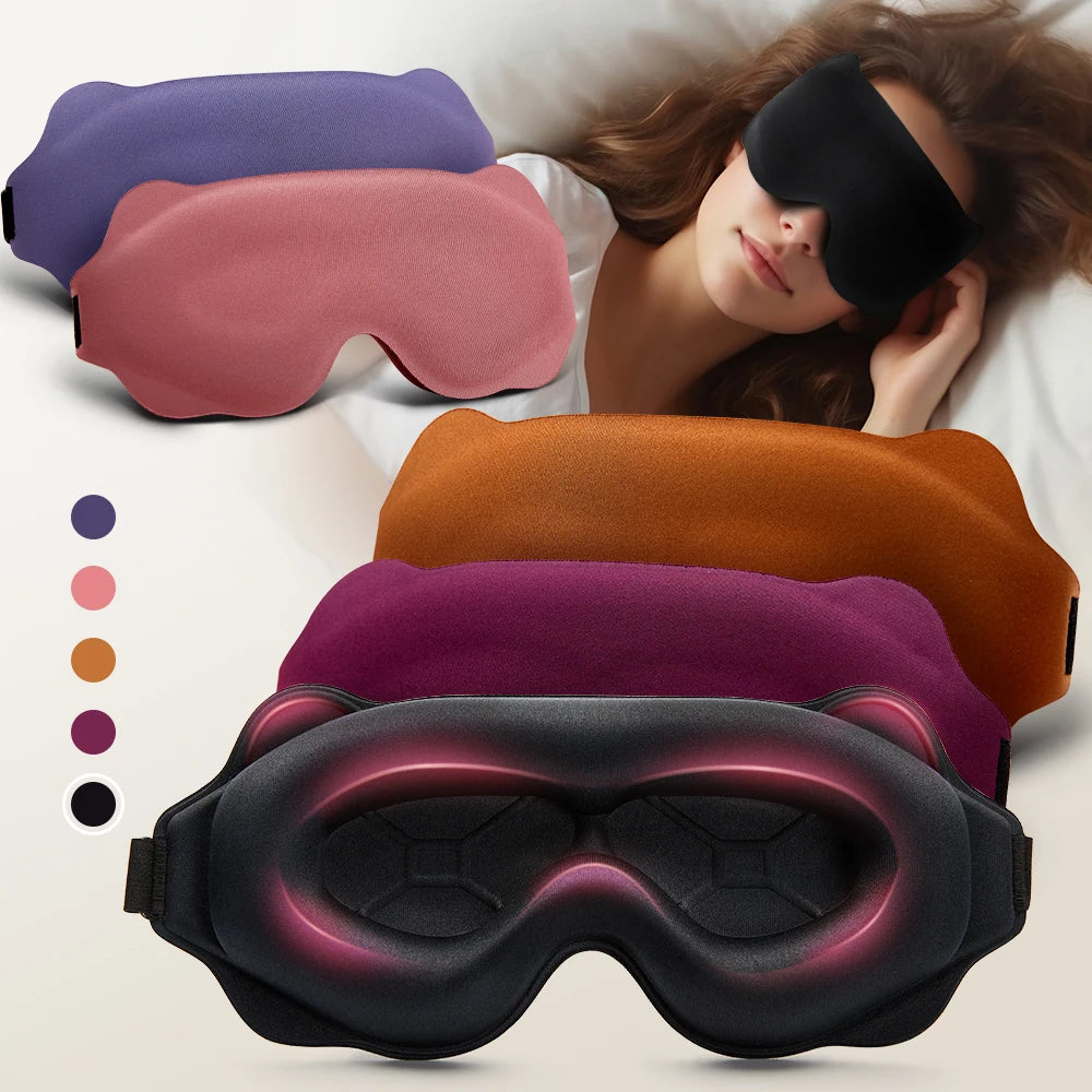 3D sleep mask for eyes with contoured design for full light blocking