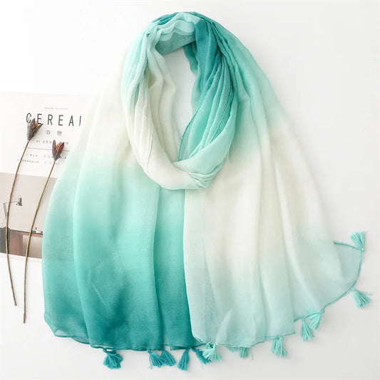 Spain Fashion Ombre Bandhnu Tassel Viscose Shawl Scarf for Women – High Quality Pashmina Wrap
