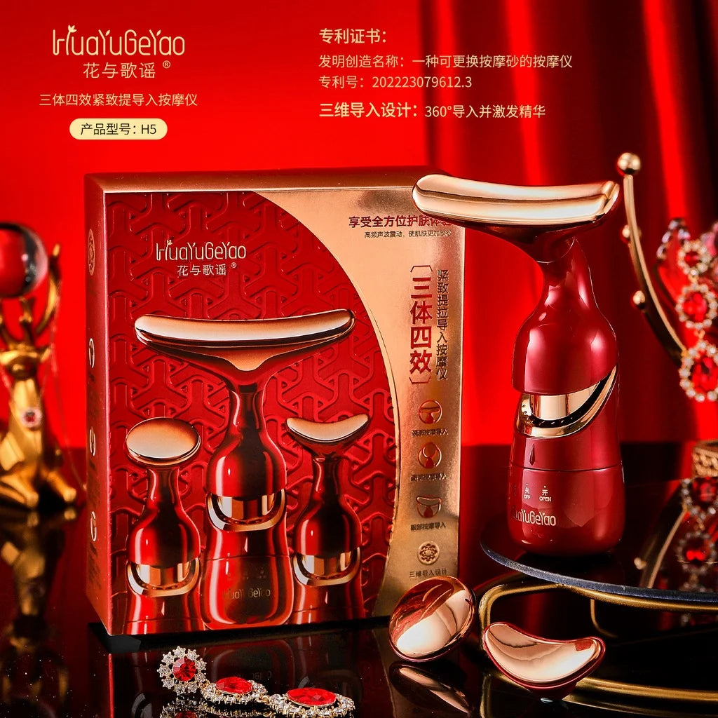 3-in-1 Microcurrent Face, Neck & Eye Massager – Anti-Aging Skin Rejuvenation Beauty Tool