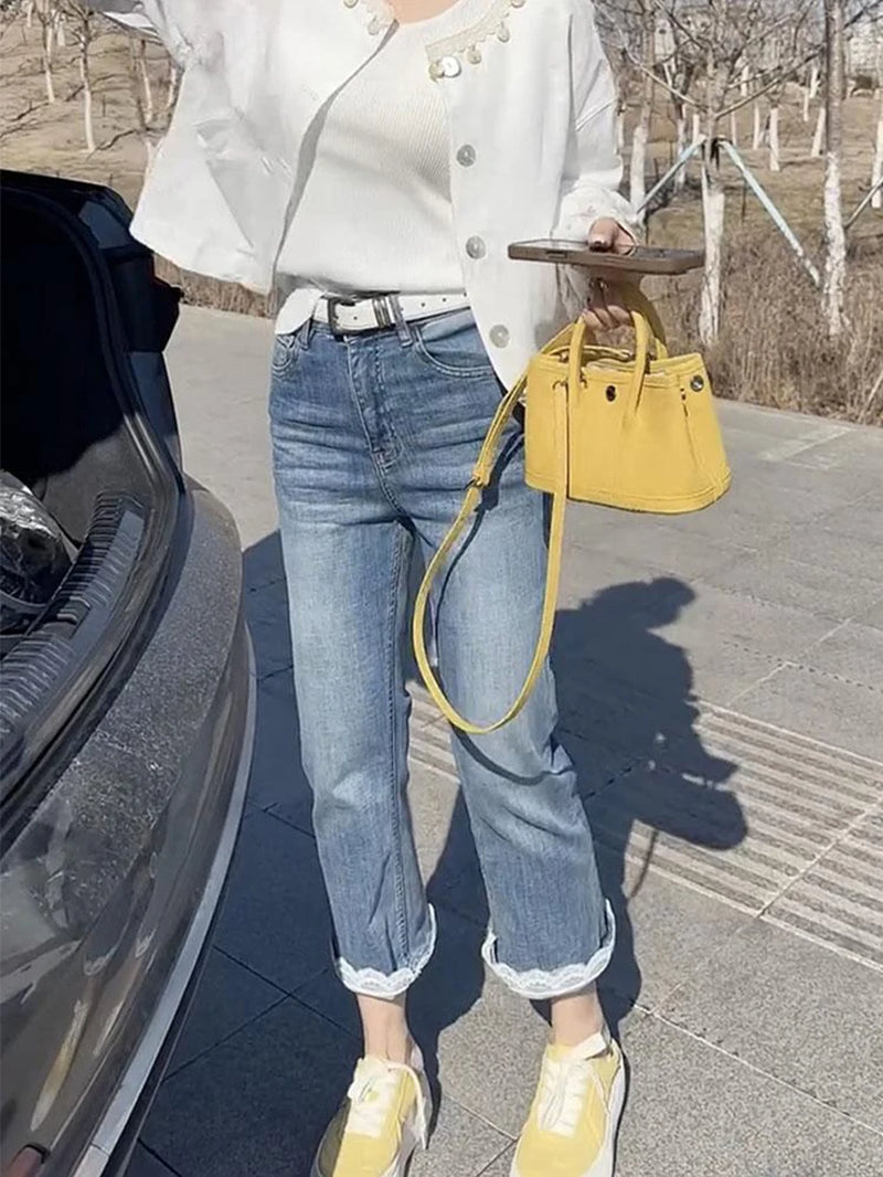 High-Waist Slimming Bootcut Jeans – Stretch Denim, Plus Size, Lightweight for Summer