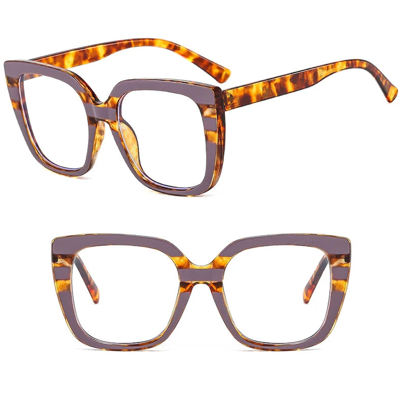 Leopard Print Anti-Blue Light Eyewear - Square Classic Frames