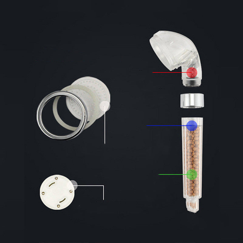 “Eco-friendly LED shower head with built-in water filtration system”