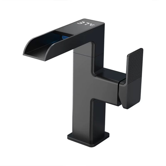 LED Waterfall Basin Faucet – 360° Rotating Tap with Temperature Display | Hot & Cold Mixer for Bathroom Sink