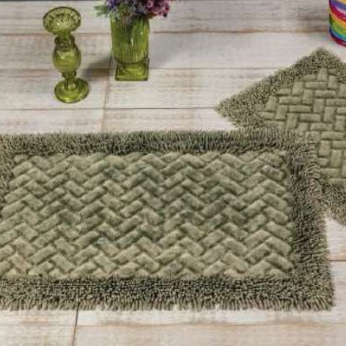 Wholesale two-piece cotton noodle bath mat set model M-024