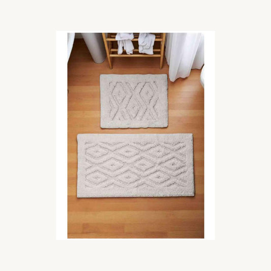 Wholesale tufted bath mat set T-003 in light neutral grey