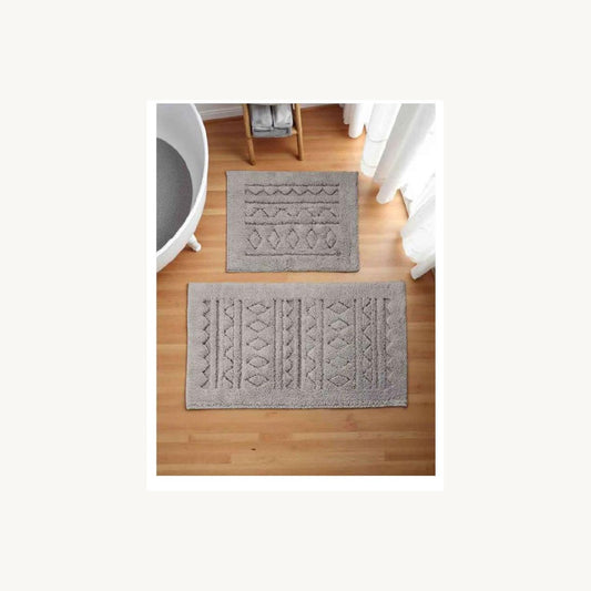 Wholesale tufted bath mat set T-009 with modern geometric pattern