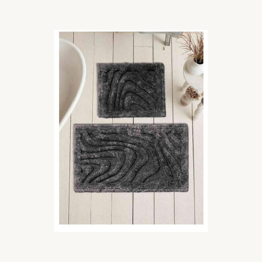 Wholesale tufted bath mat set T-010 in dark anthracite